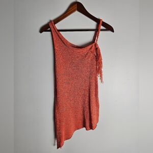 Orange Knit Asymmetrical Women's Top Size Large